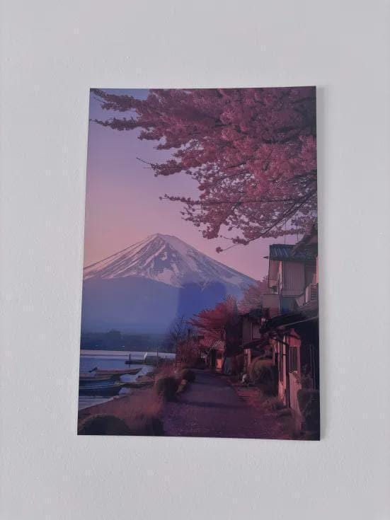 Poster Métal Cerisier Japonais Sakura – Art Mural Paysage Zen | Impression Aluminium Brillante Décoration Japonaise