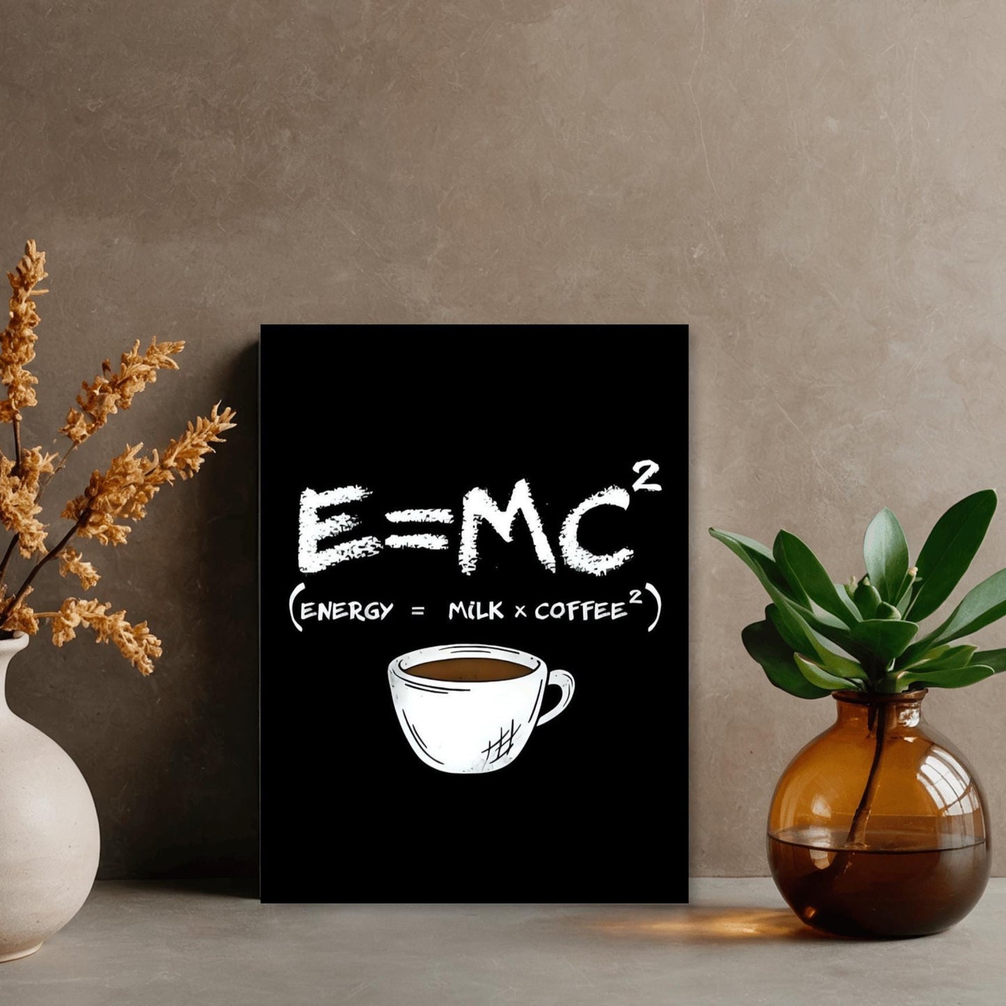 Poster Métal Caféine Humoristique – Art Mural Amoureux du Café | Poster Décoration Cuisine