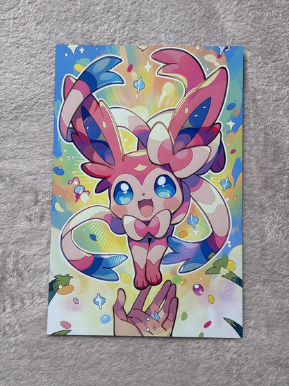 Poster Art Sylveon – Impression Kawaii Pastel | Art Mural Métal Aluminium Durable