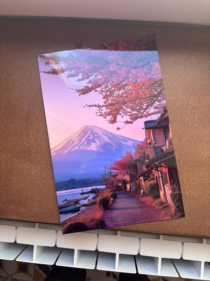 Poster Métal Cerisier Japonais Sakura – Art Mural Paysage Zen | Impression Aluminium Brillante Décoration Japonaise