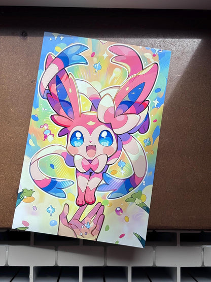 Poster Art Sylveon – Impression Kawaii Pastel | Art Mural Métal Aluminium Durable
