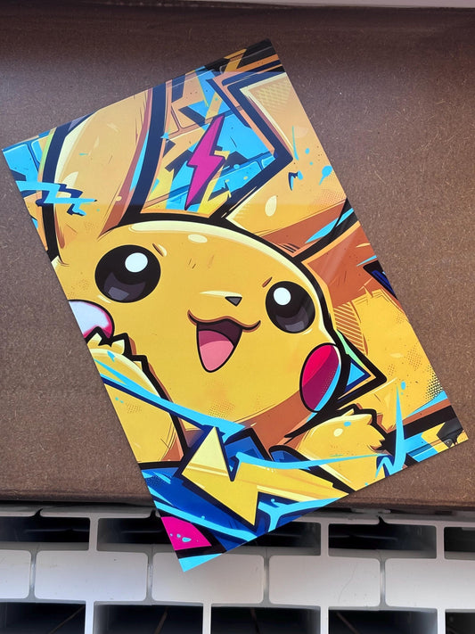 Poster Métal Pikachu – Impression Aluminium Art Pop Graffiti A4 pour Décoration Salle de Jeux