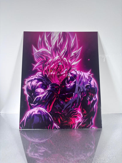 The image is a vibrant, colorful illustration depicting a fantastical, muscular character with a large, fiery headdress. The character appears to be a powerful, muscular figure with a fierce expression, surrounded by a dramatic, purple and pink background.