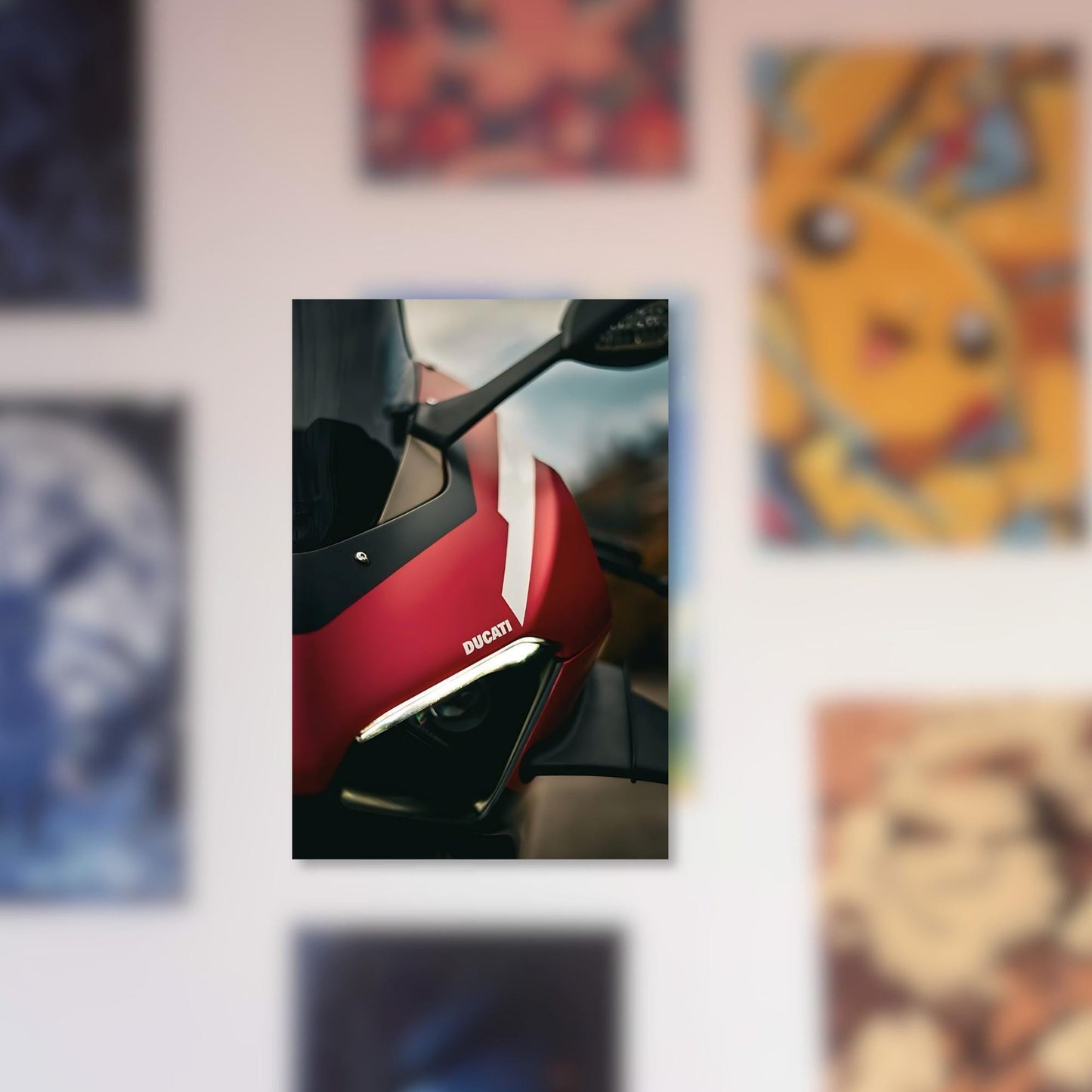 Poster Métal Ducati Panigale Rouge – Art Mural Moto Sportive Italienne | Impression Aluminium Brillante Décoration Garage