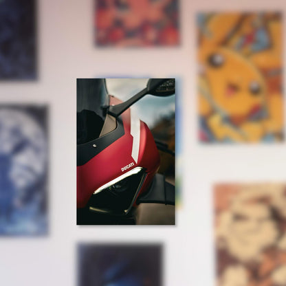 Poster Métal Ducati Panigale Rouge – Art Mural Moto Sportive Italienne | Impression Aluminium Brillante Décoration Garage