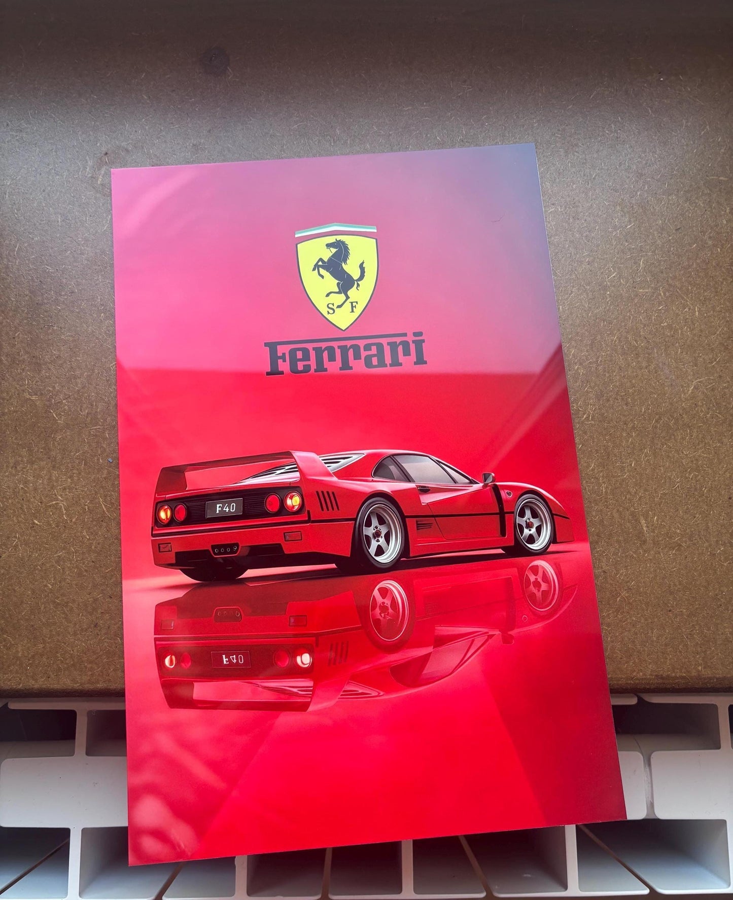 Poster Métal Ferrari F40 – Art Mural Supercar Italienne | Impression Aluminium Brillante Décoration Garage