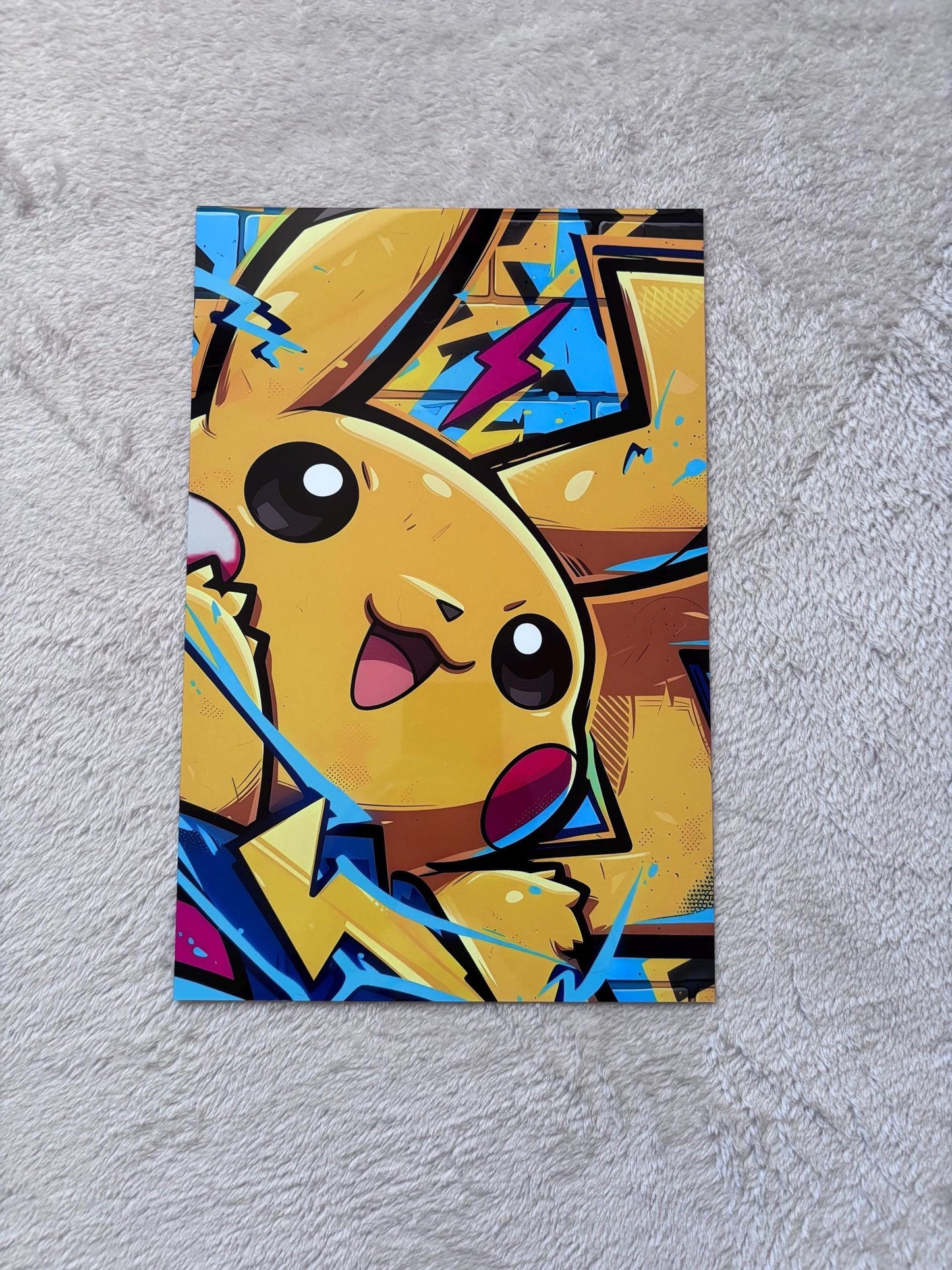 Poster Métal Pikachu – Impression Aluminium Art Pop Graffiti A4 pour Décoration Salle de Jeux