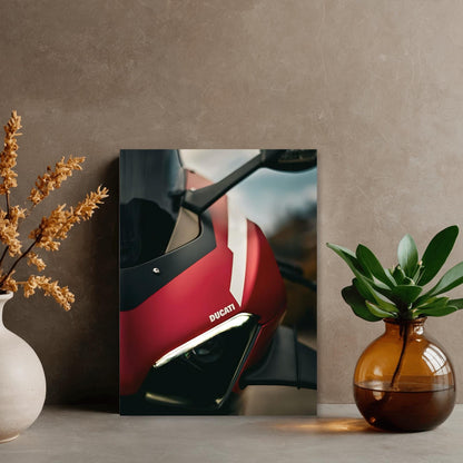 Poster Métal Ducati Panigale Rouge – Art Mural Moto Sportive Italienne | Impression Aluminium Brillante Décoration Garage