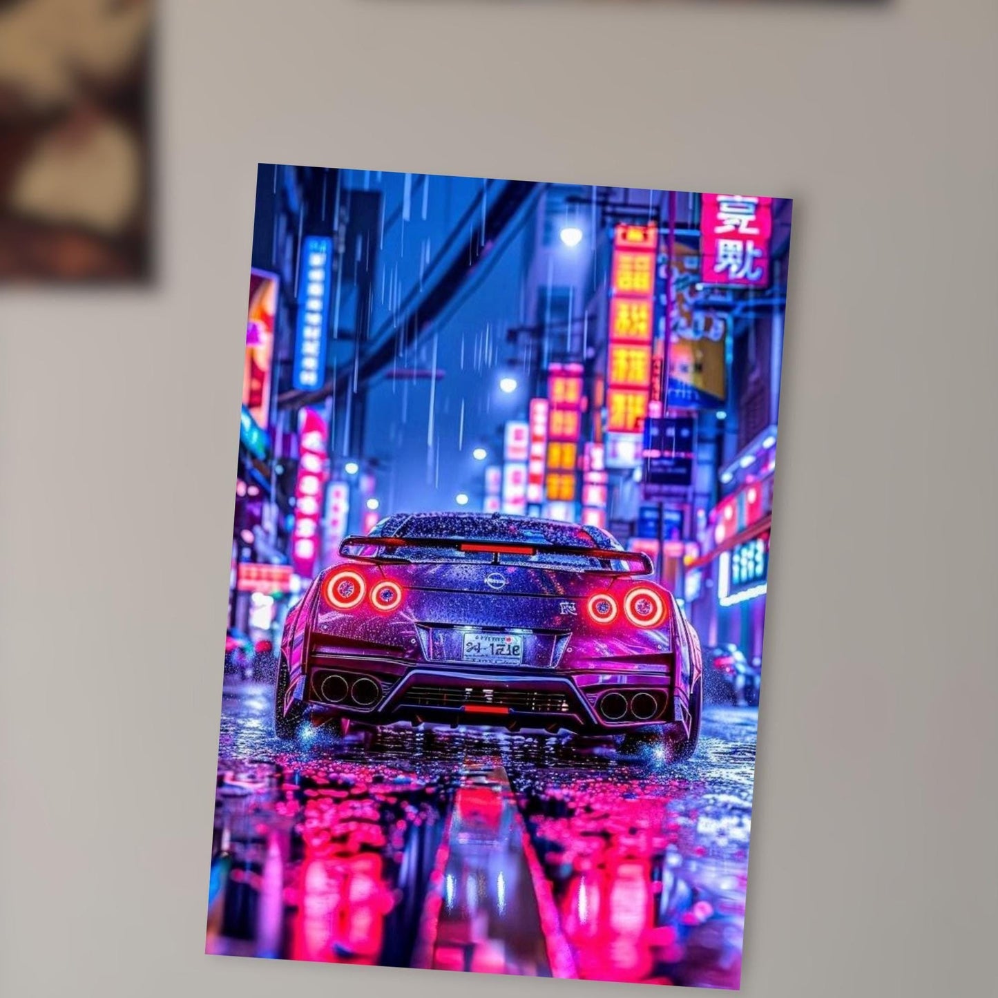 Poster Métal Voiture Concept Japonaise G92 – Art Mural JDM Néon Drift Cyberpunk | Impression Aluminium Brillante Décoration Gaming