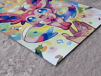 Poster Art Sylveon – Impression Kawaii Pastel | Art Mural Métal Aluminium Durable